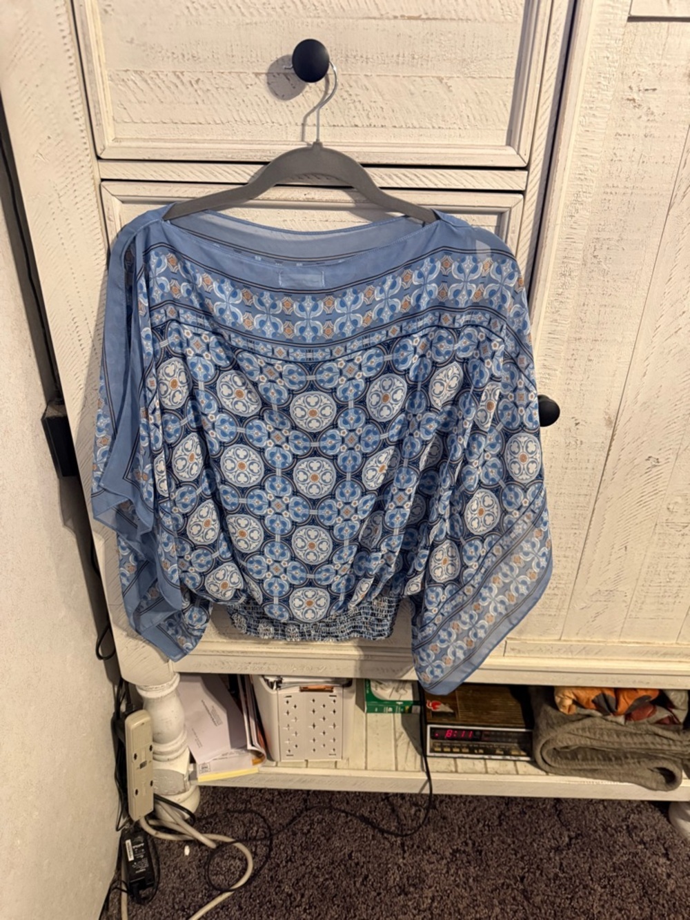 Light Blue Patterned Women’s Blouse - Boho Printed Top